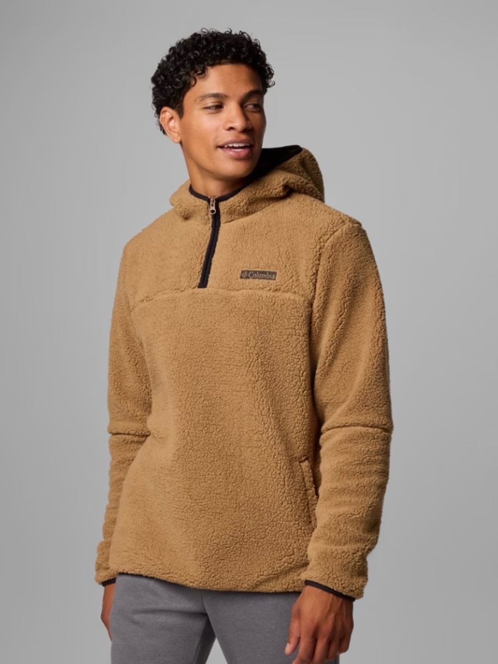 Men’s Columbia Tan Sherpa Hoodie Size Small